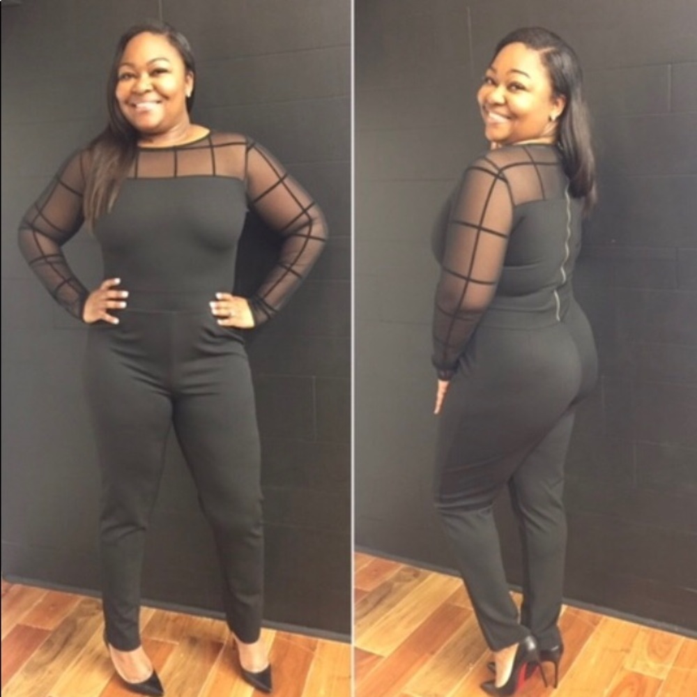 Black Jumpsuit with Sheer Top